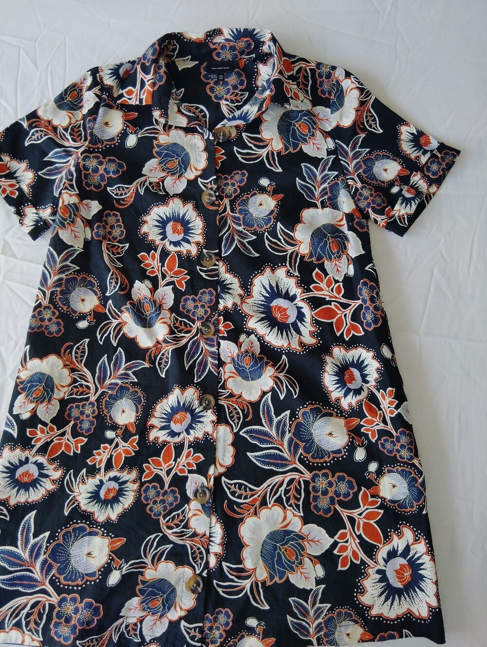 Who What Wear Black Floral Button-Front Short Sleeve Blouse